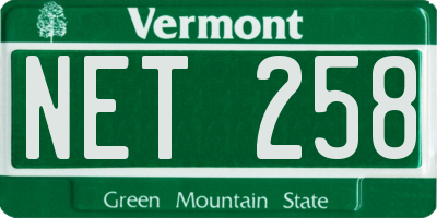 VT license plate NET258