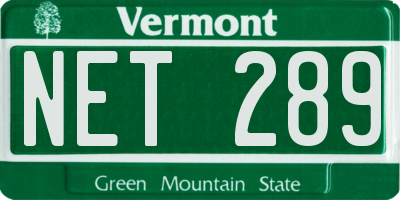 VT license plate NET289