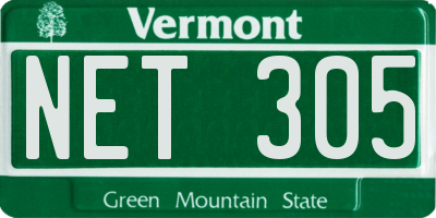 VT license plate NET305