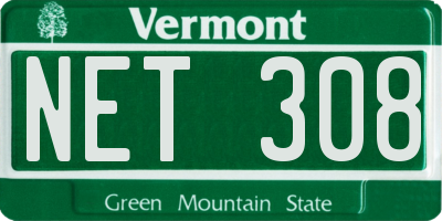 VT license plate NET308