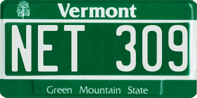 VT license plate NET309