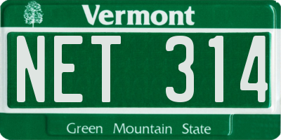 VT license plate NET314