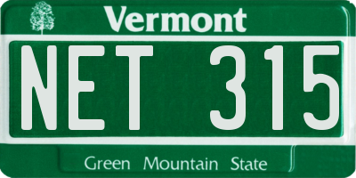VT license plate NET315