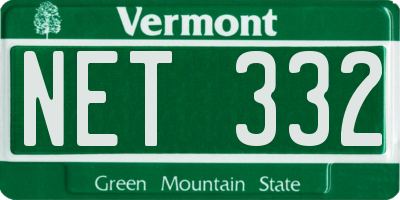 VT license plate NET332