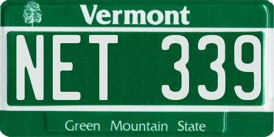 VT license plate NET339