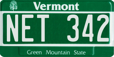 VT license plate NET342