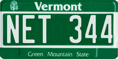 VT license plate NET344