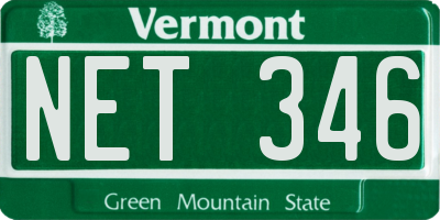 VT license plate NET346