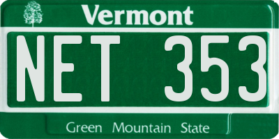 VT license plate NET353