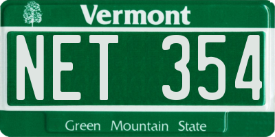 VT license plate NET354