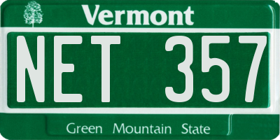 VT license plate NET357