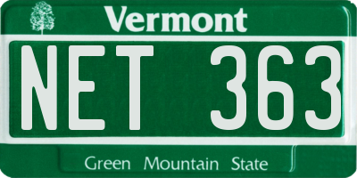 VT license plate NET363