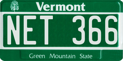 VT license plate NET366