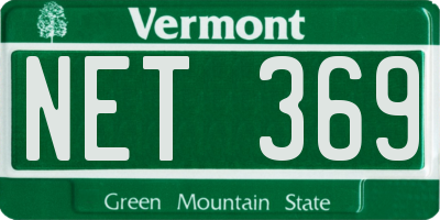VT license plate NET369