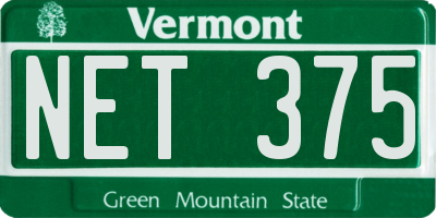 VT license plate NET375