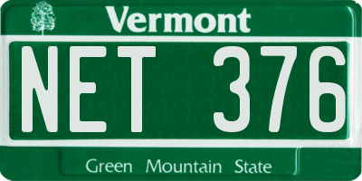 VT license plate NET376
