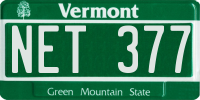 VT license plate NET377