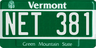 VT license plate NET381