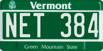 VT license plate NET384
