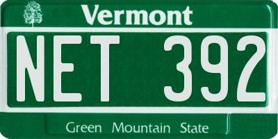VT license plate NET392