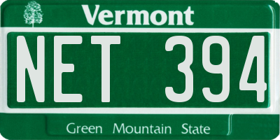 VT license plate NET394