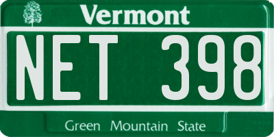 VT license plate NET398