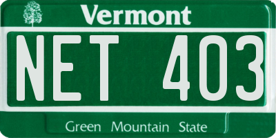 VT license plate NET403