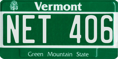 VT license plate NET406