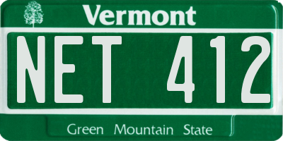 VT license plate NET412