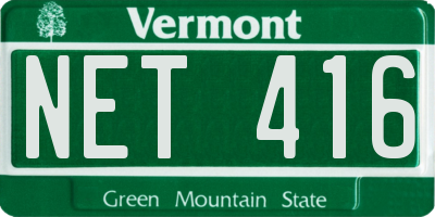 VT license plate NET416