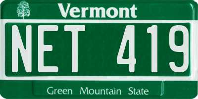 VT license plate NET419