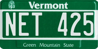 VT license plate NET425