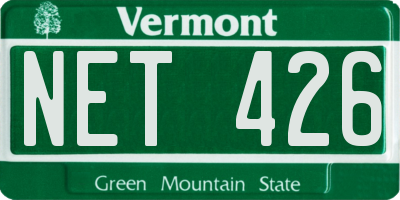VT license plate NET426