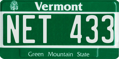 VT license plate NET433