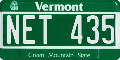 VT license plate NET435