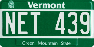 VT license plate NET439