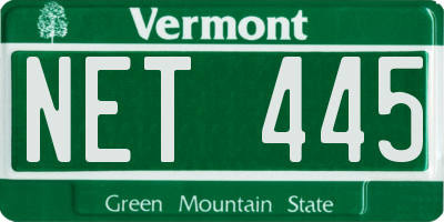 VT license plate NET445