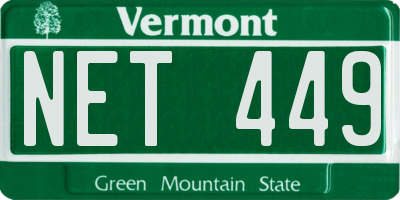 VT license plate NET449