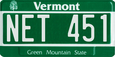 VT license plate NET451