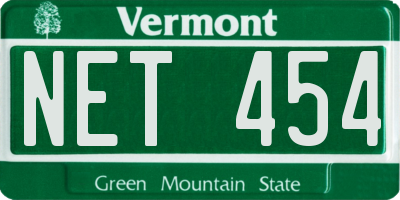 VT license plate NET454