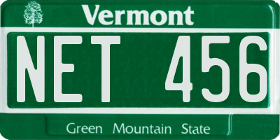 VT license plate NET456