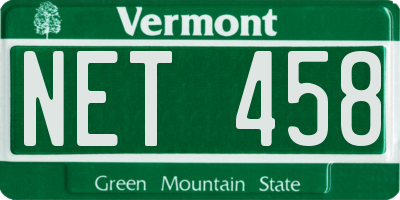 VT license plate NET458