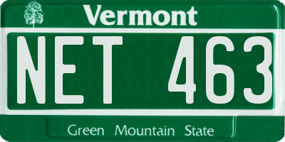 VT license plate NET463