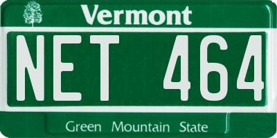 VT license plate NET464