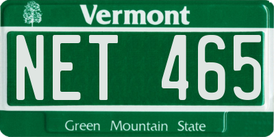VT license plate NET465