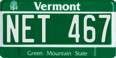 VT license plate NET467