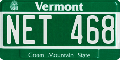 VT license plate NET468