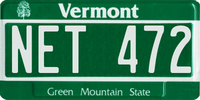 VT license plate NET472