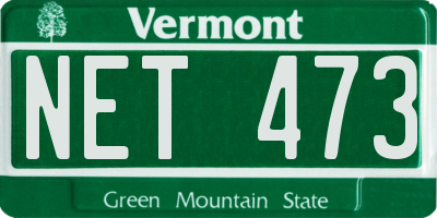 VT license plate NET473
