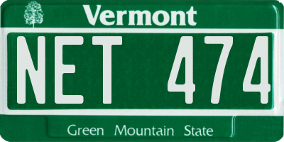 VT license plate NET474